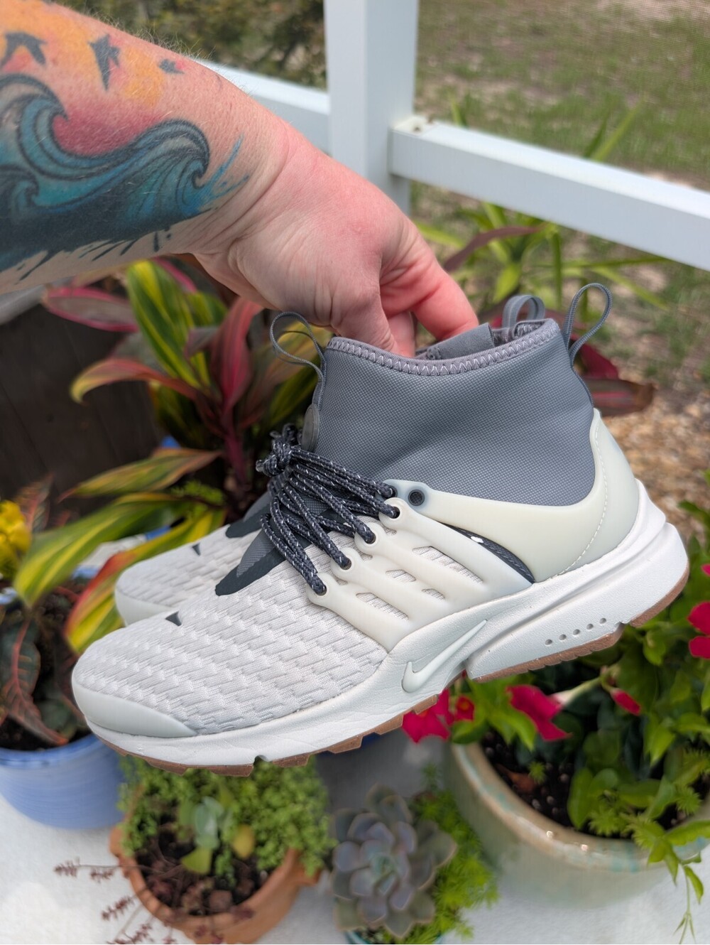 Nike Air Presto Mid Utility Women's Size 8 Light Bone Off White Silver Gorpcore